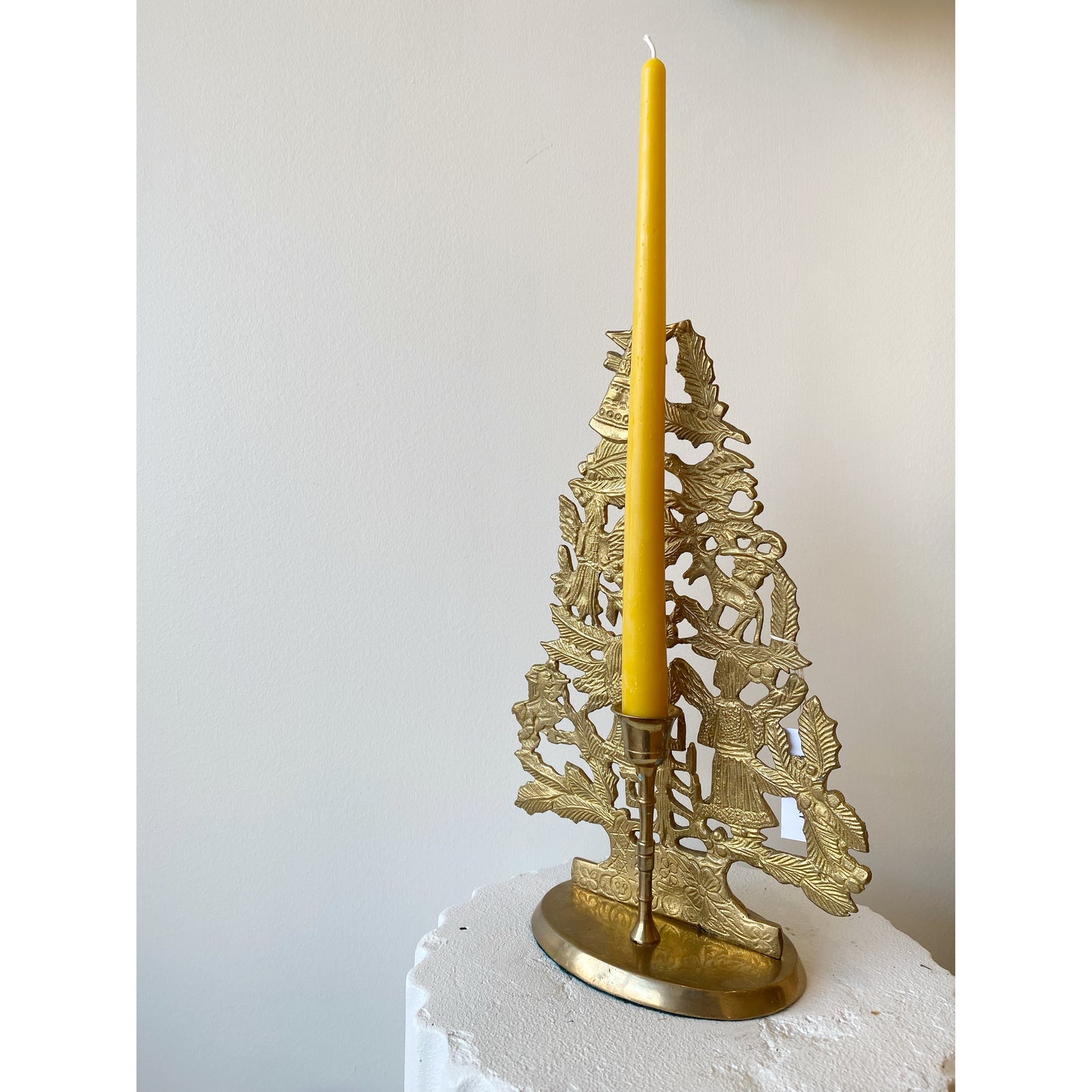 Vintage 13” Brass Christmas Tree Candle Holder