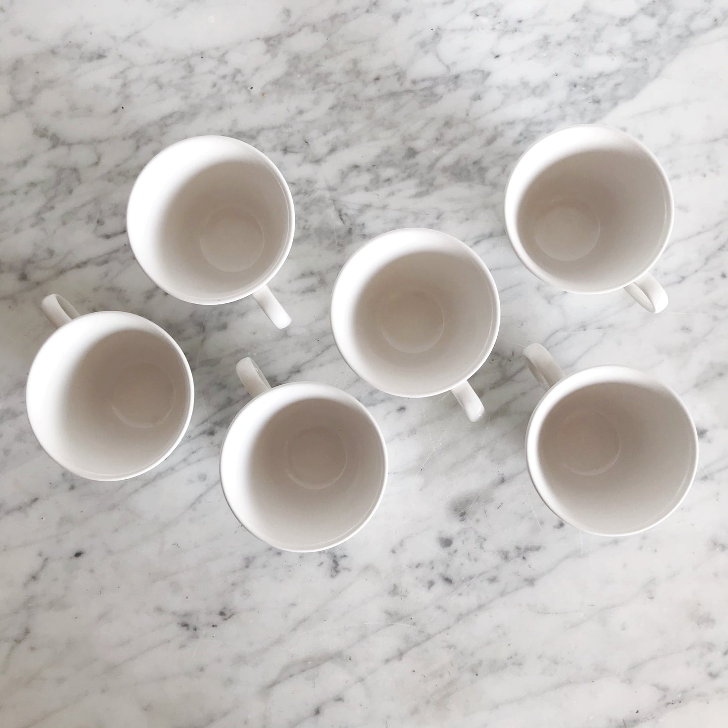Vintage White Ceramic Cups + Saucers, 12-pc Set