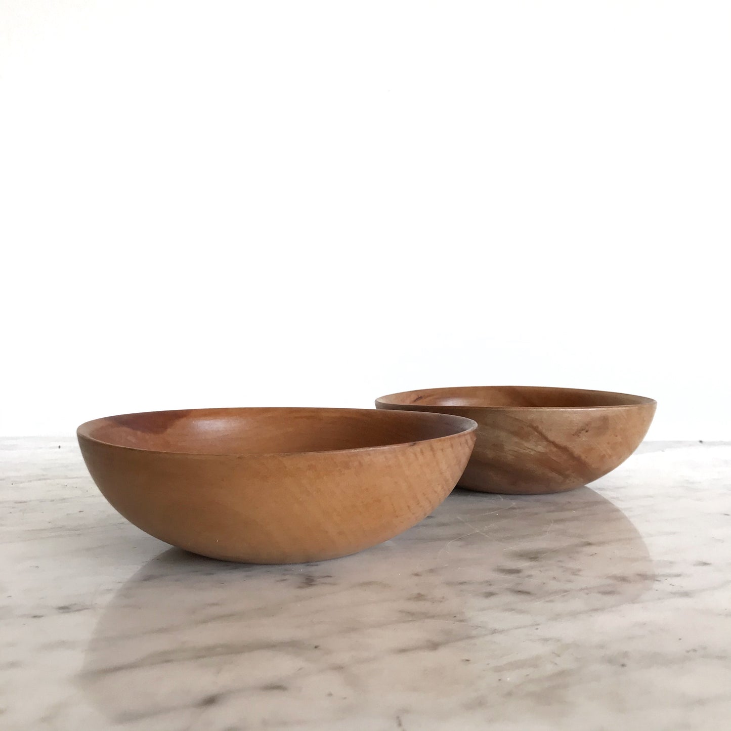 Pair of Vintage Turned Wood Bowls