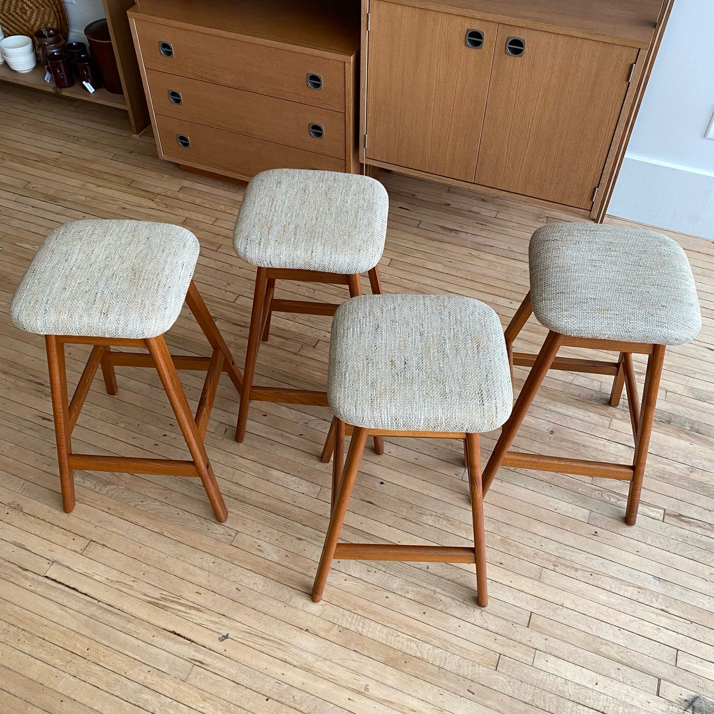 Pair of Vintage Teak Stools By Vamdrup Stolefabrik