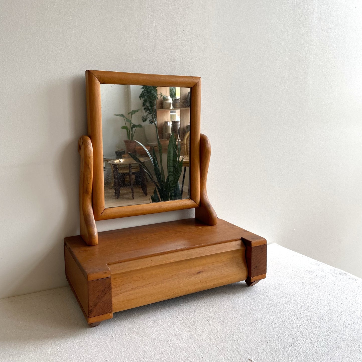 Antique Dresser Top / Vanity Box with Swivel Mirror