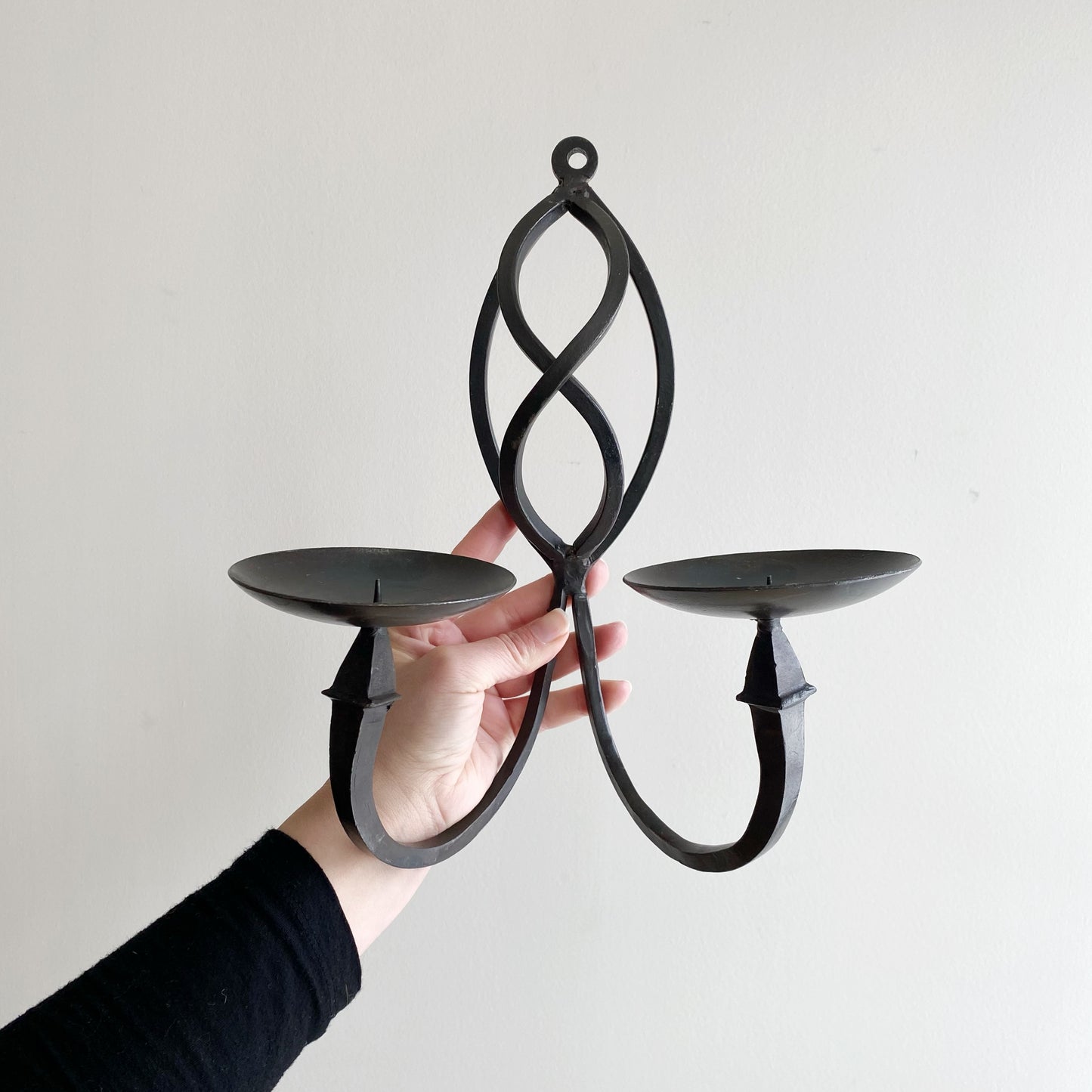 Vintage Twisted Iron Double Candle Sconce