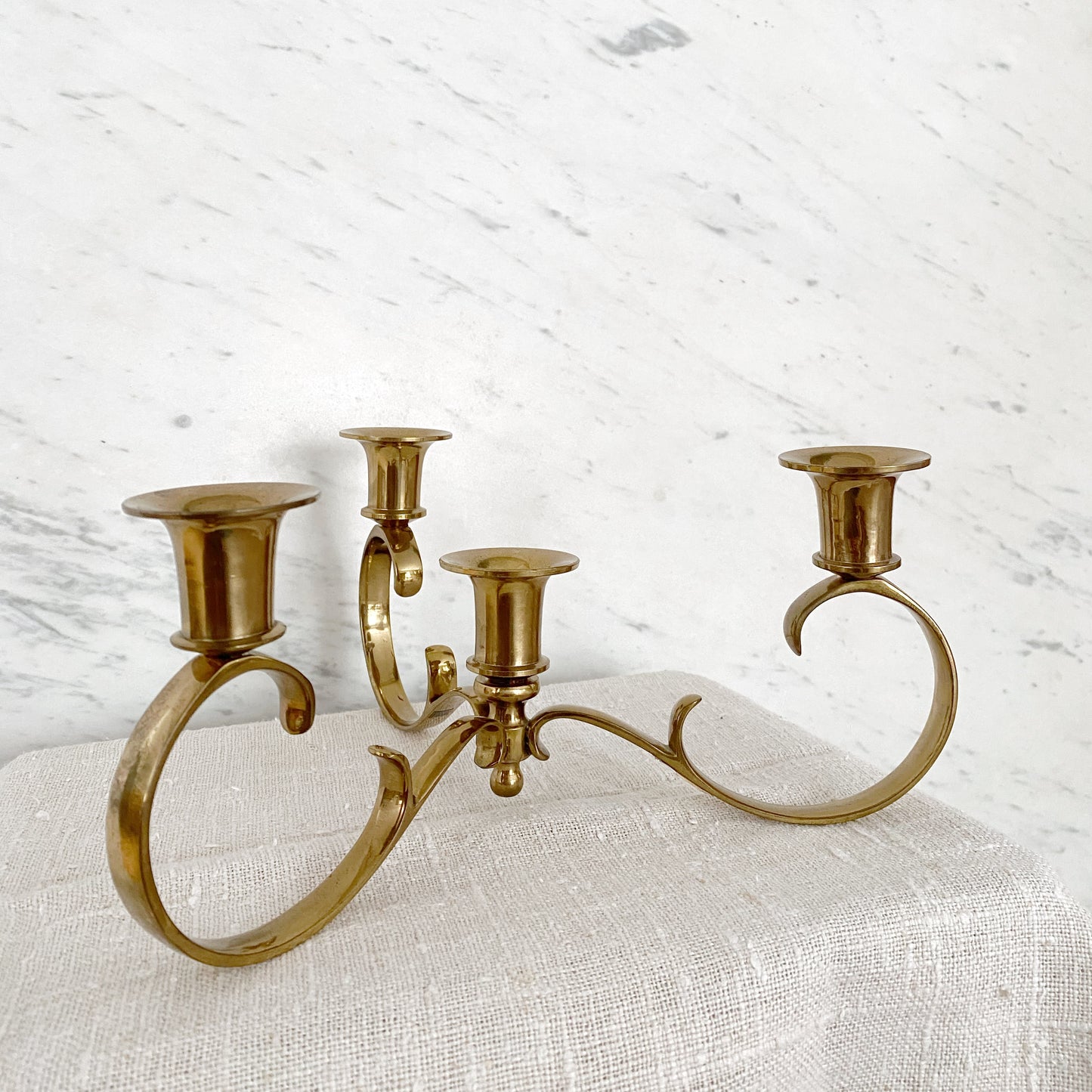 Vintage Solid Brass 3-Arm Candelabra