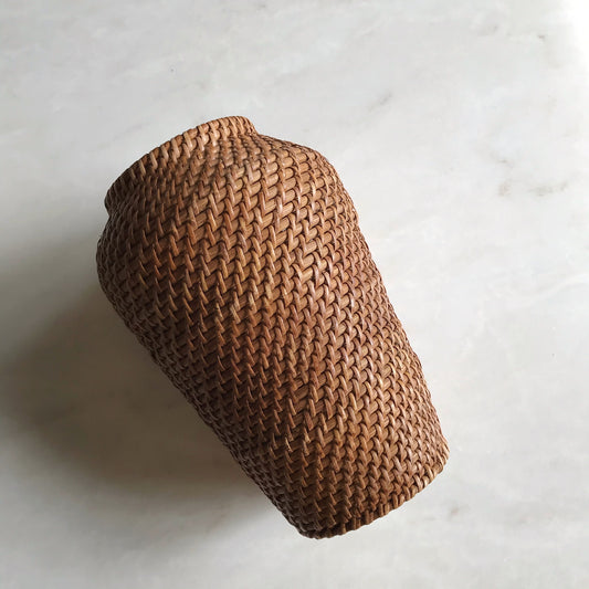 Large Woven Wicker Vessel, 11.5"