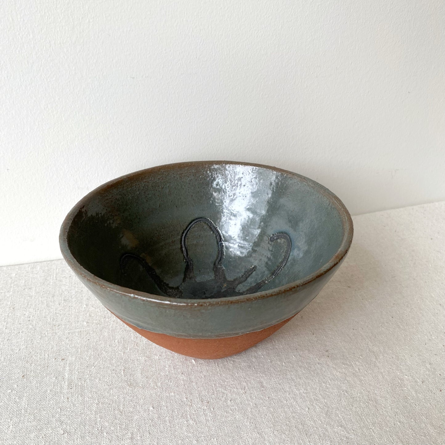 Vintage Glazed Terra Cotta Bowl / Planter