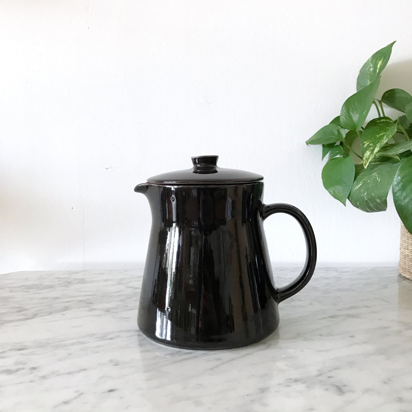 Vintage Black Ceramic Teapot, Finland