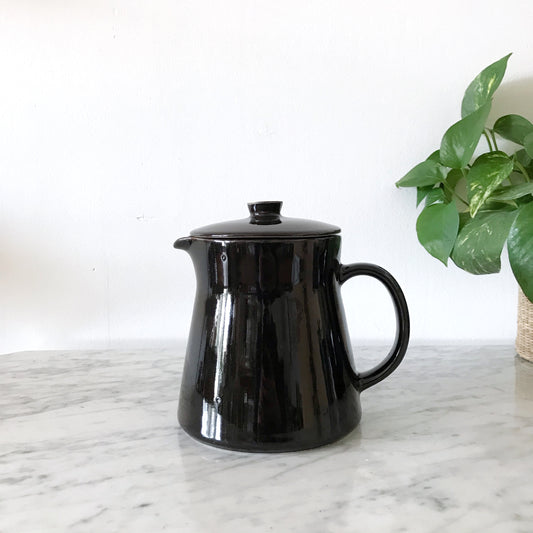 Vintage Black Ceramic Teapot, Finland