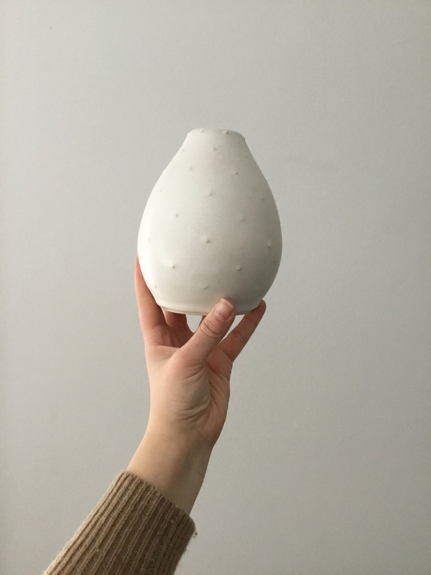 Handcrafted White Nubby Vase