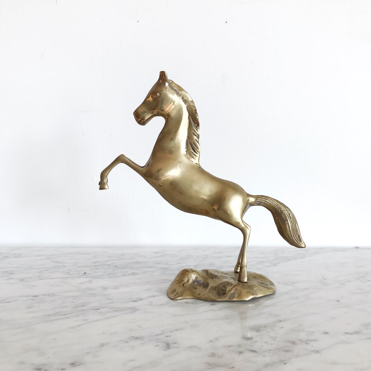 Large Vintage Brass Horse, 10”