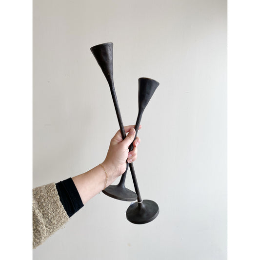 Pair of Large Found Iron Candle Stands