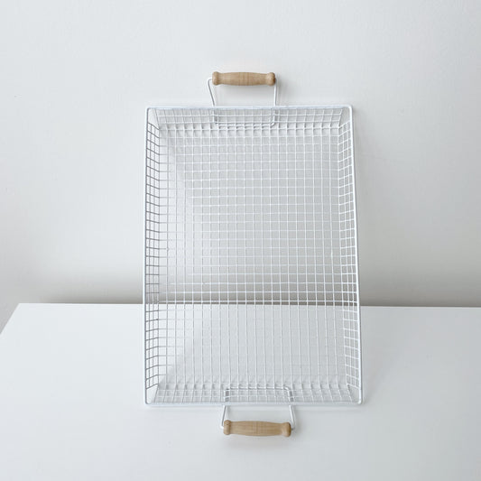Vintage White Wire Mesh Paper Basket / Tray