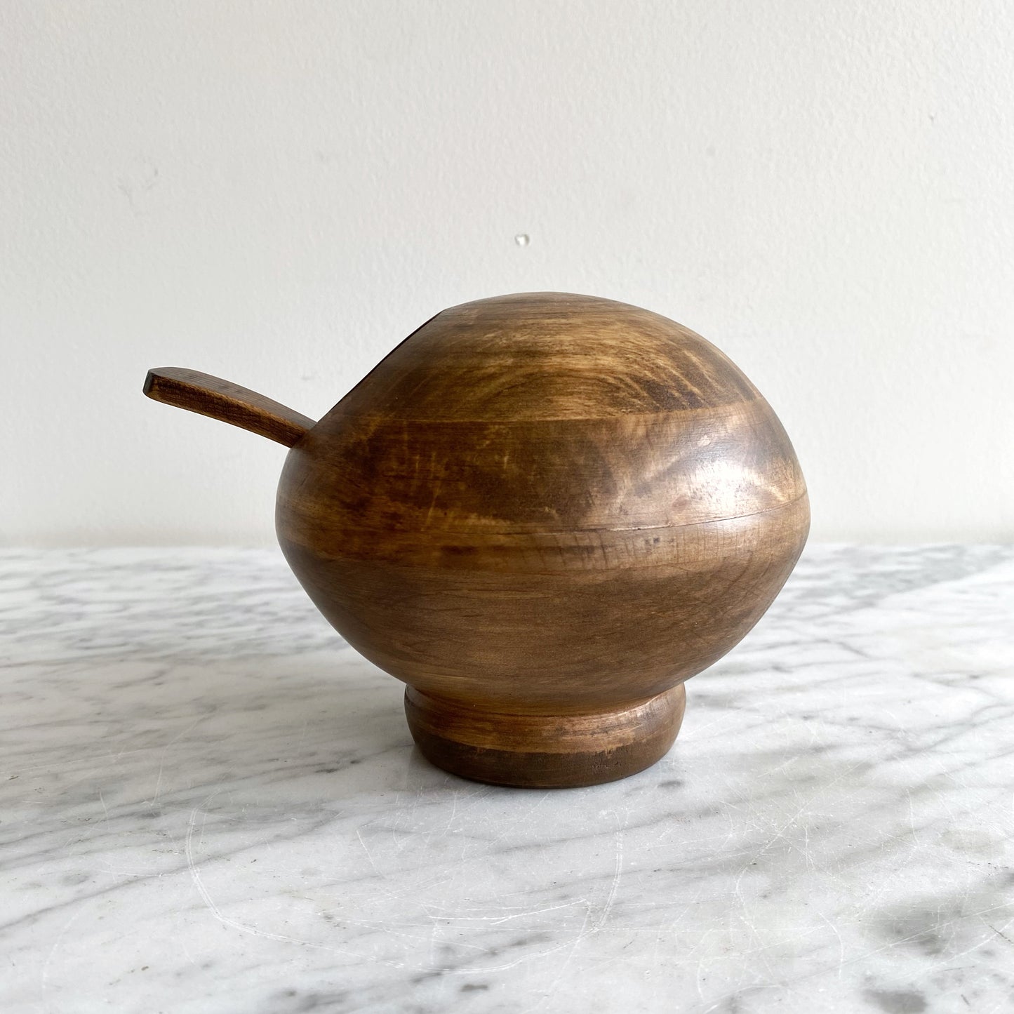 Vintage Wooden Salt Cellar + 4 Pinch Bowls