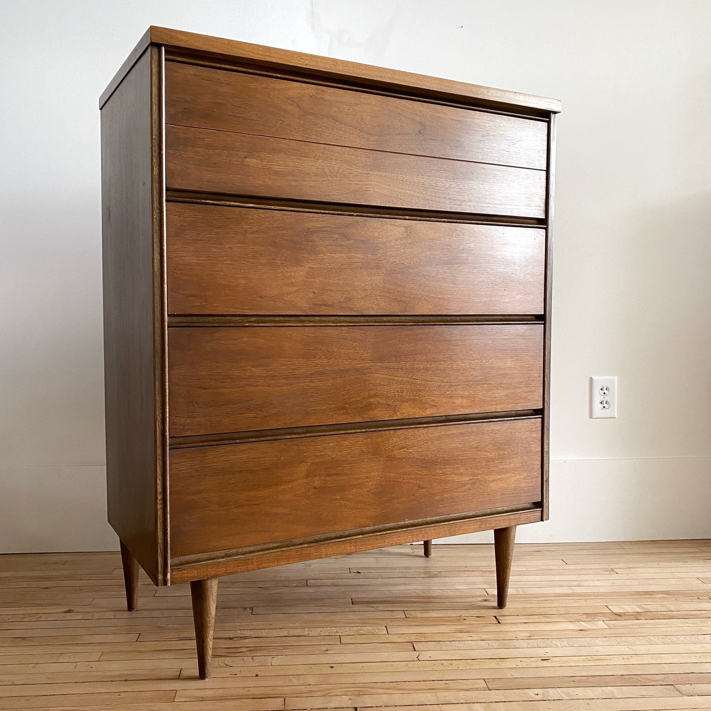 Vintage Mid-Century Tallboy Dresser by Bassett