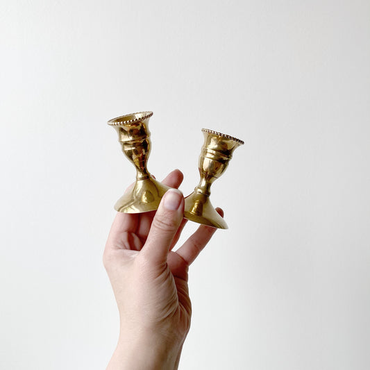 Pair of Vintage Solid Brass Candle Holders