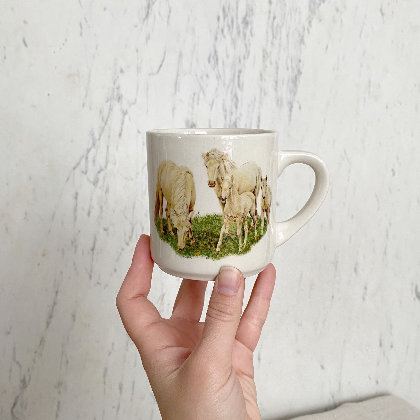 Vintage Ceramic Mug with Horses