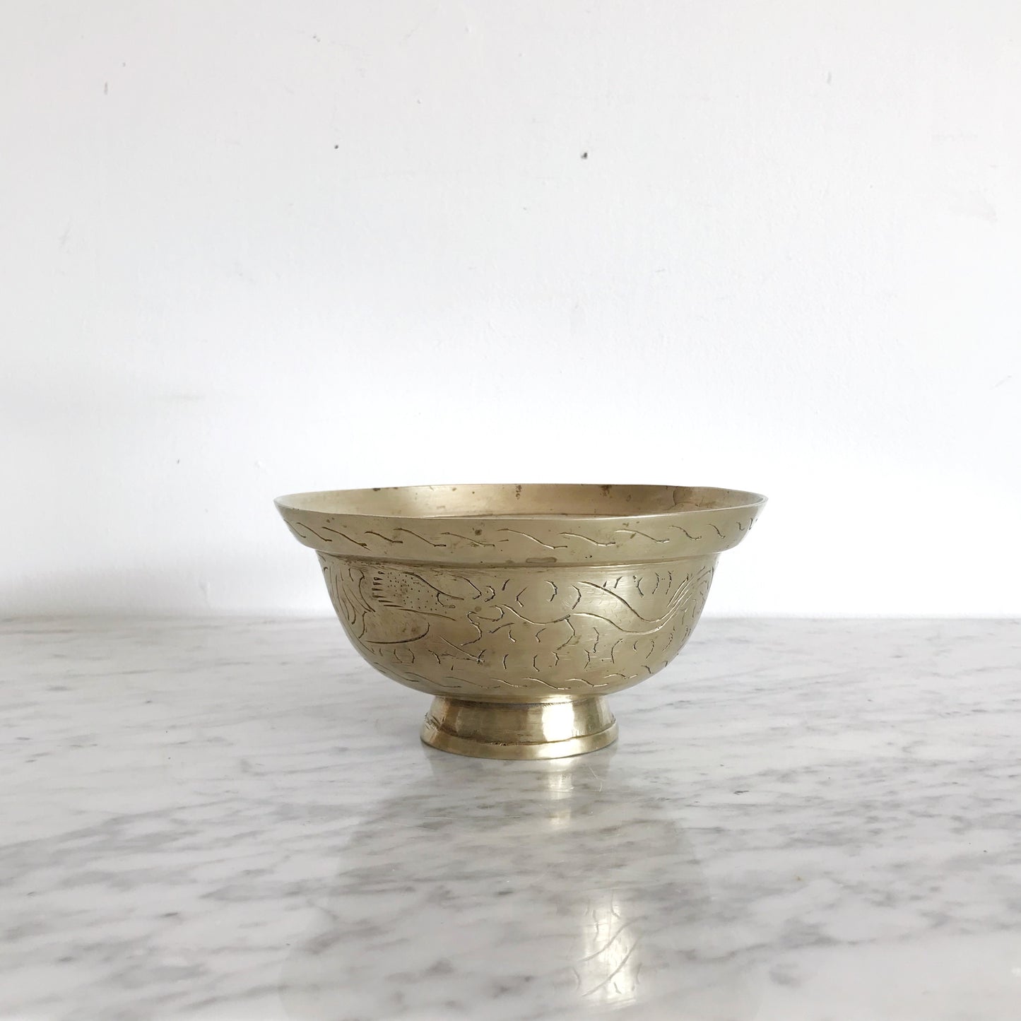 Large Heavy Vintage Footed Brass Bowl