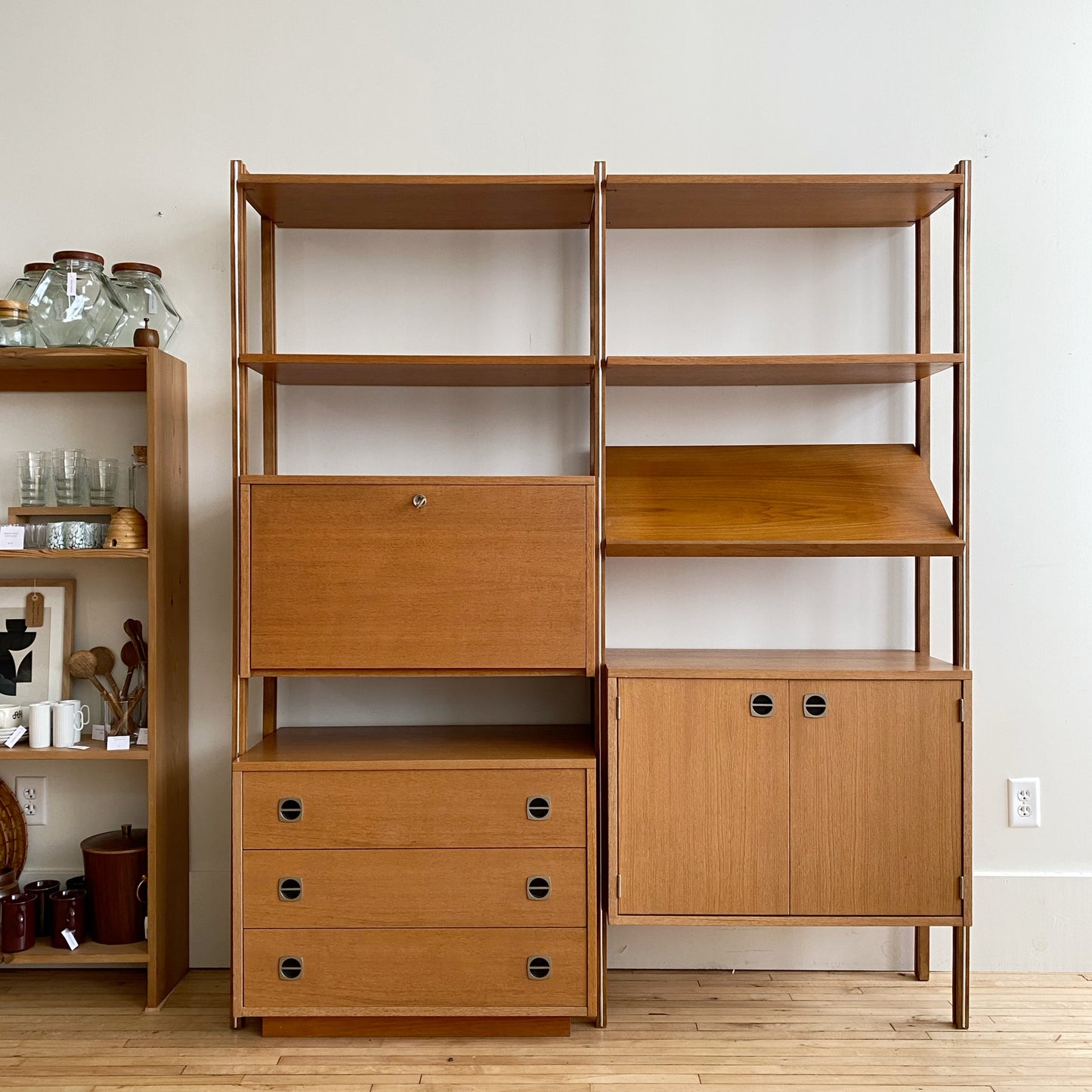 Vintage Modular Teak Desk Wall Unit