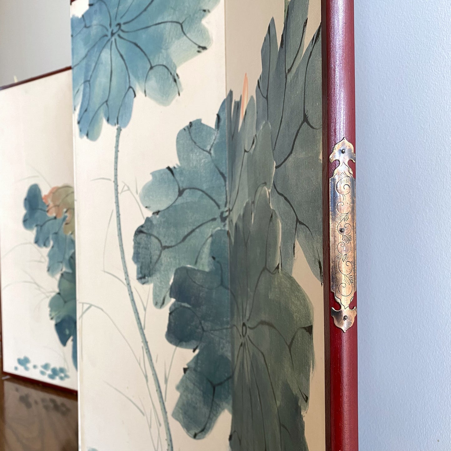 Vintage Hand-Painted Folding Screen / Room Divider