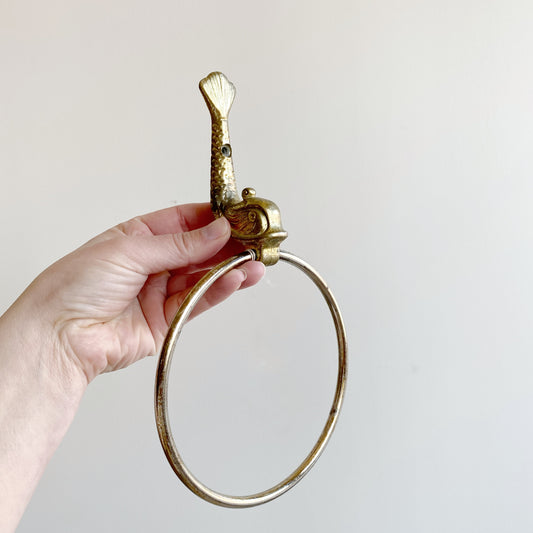 Vintage Brass Fish Towel Ring