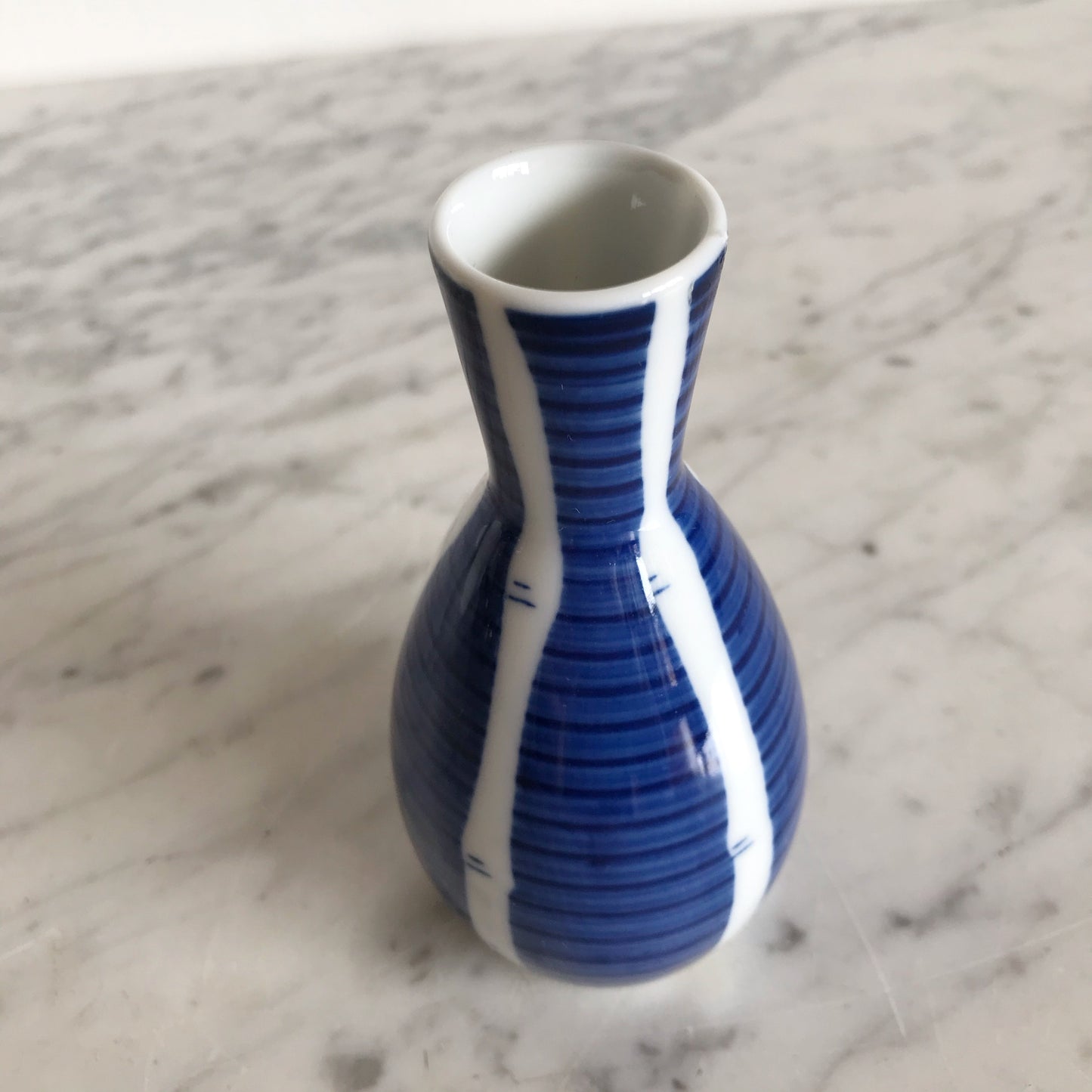 Blue + White Striped Bud Vase, Japan