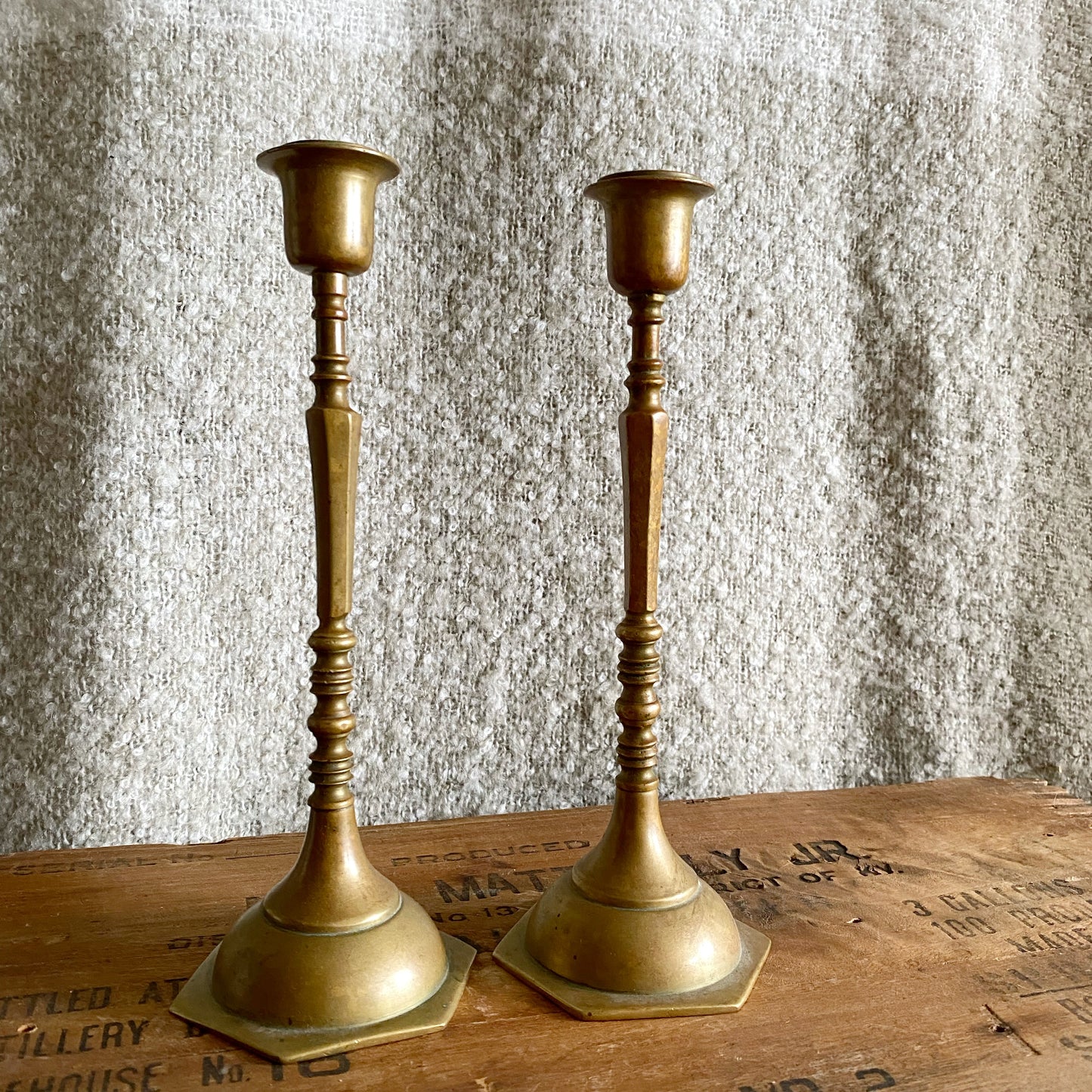 Pair of XL Vintage Brass Candlestick Holders