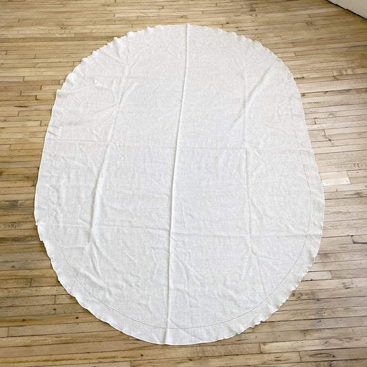 Vintage Oval Tablecloth, Natural