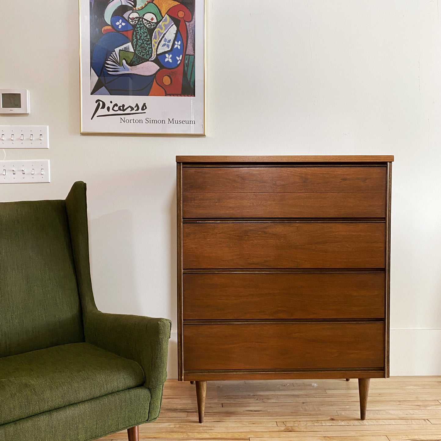 Vintage Mid-Century Tallboy Dresser by Bassett