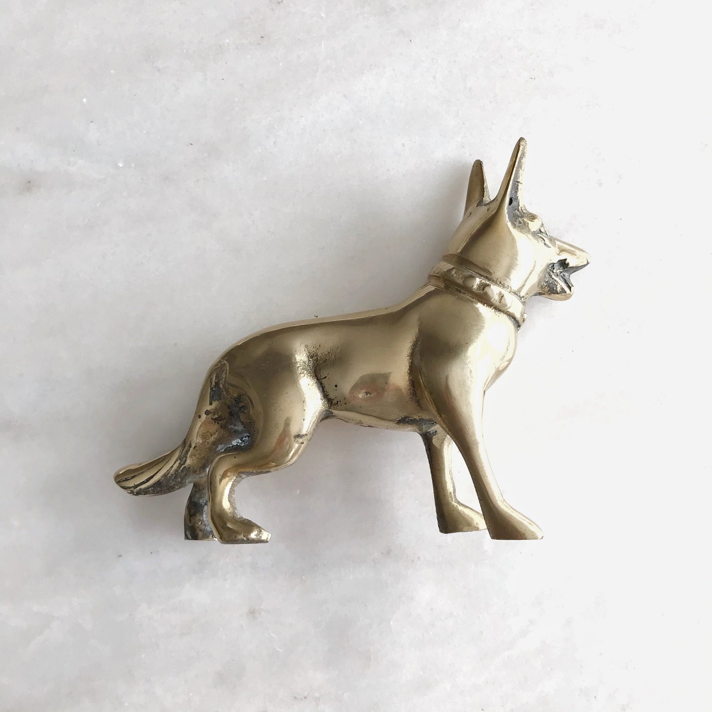 Vintage Brass Dog, German Shepherd