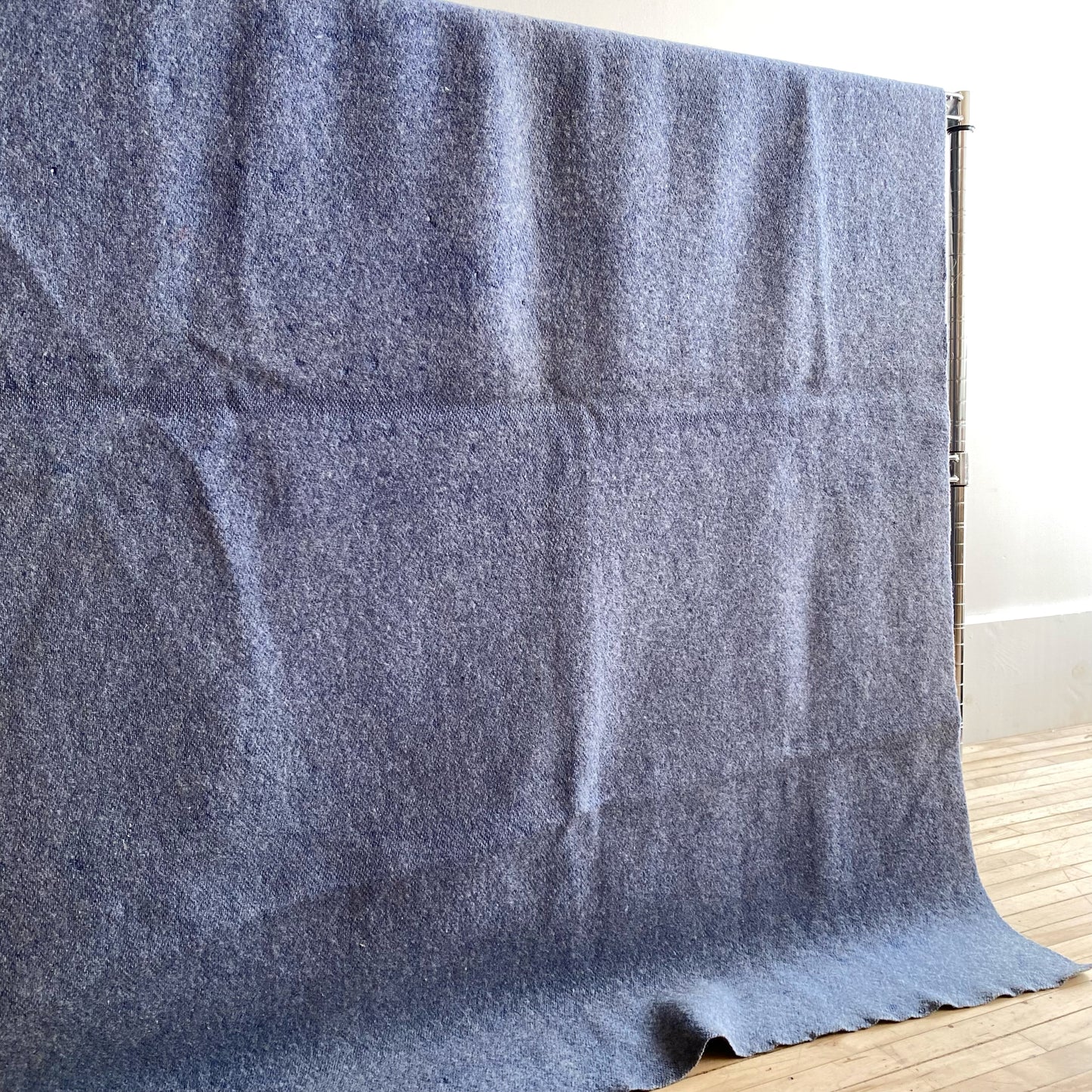 Vintage Blue Wool Lap Blanket (58" x 64")