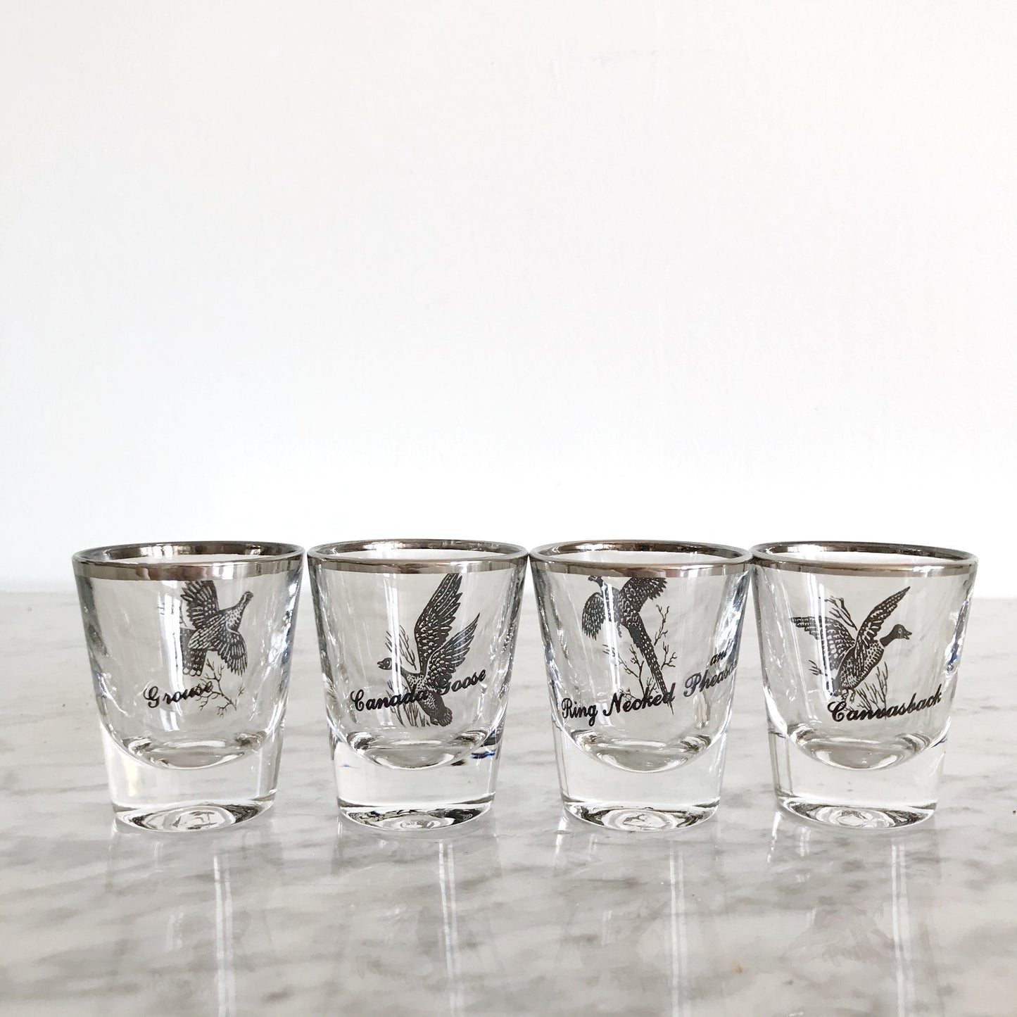 Set of 4 Vintage Bird Shot Glasses