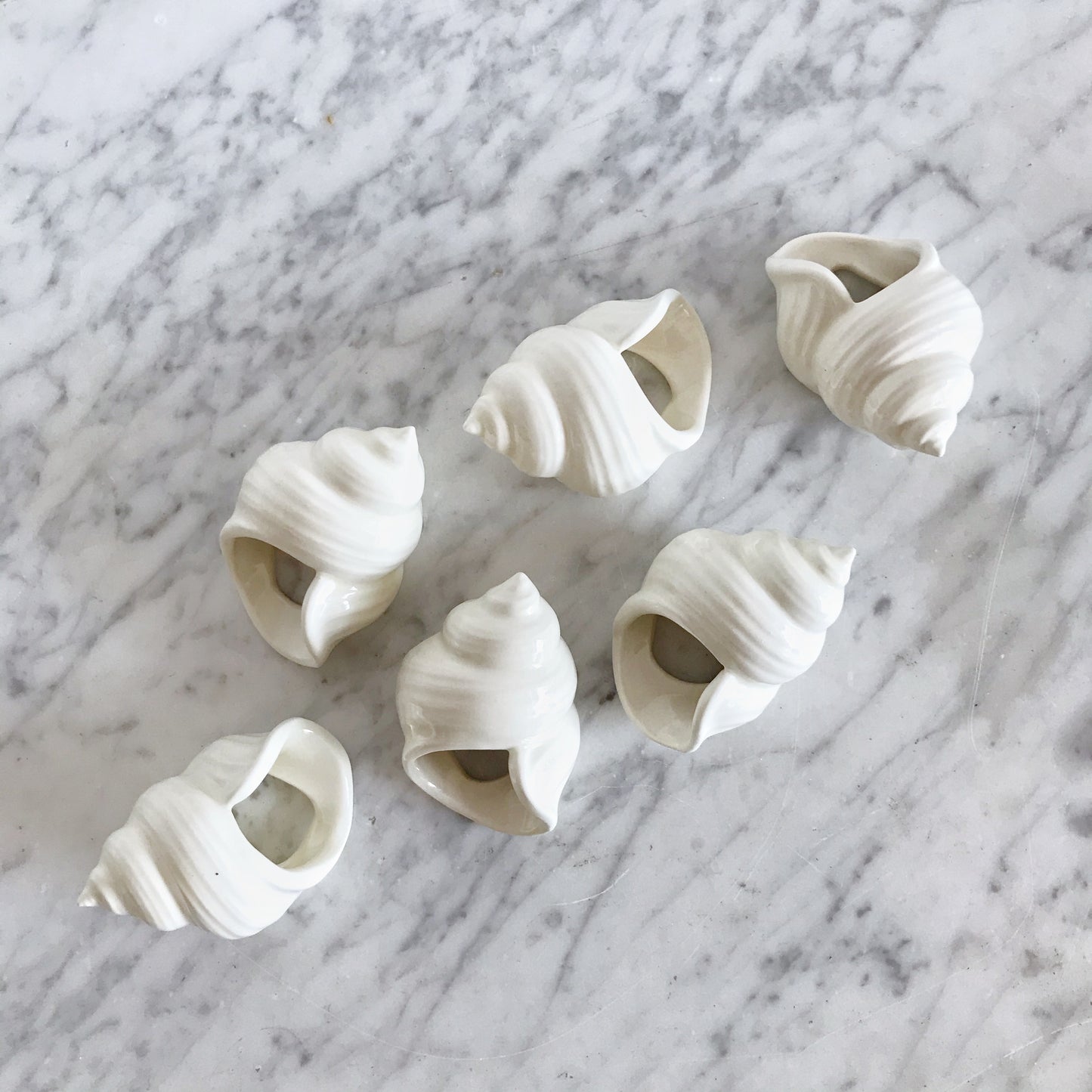Set of 6 Ceramic Shell Napkin Rings