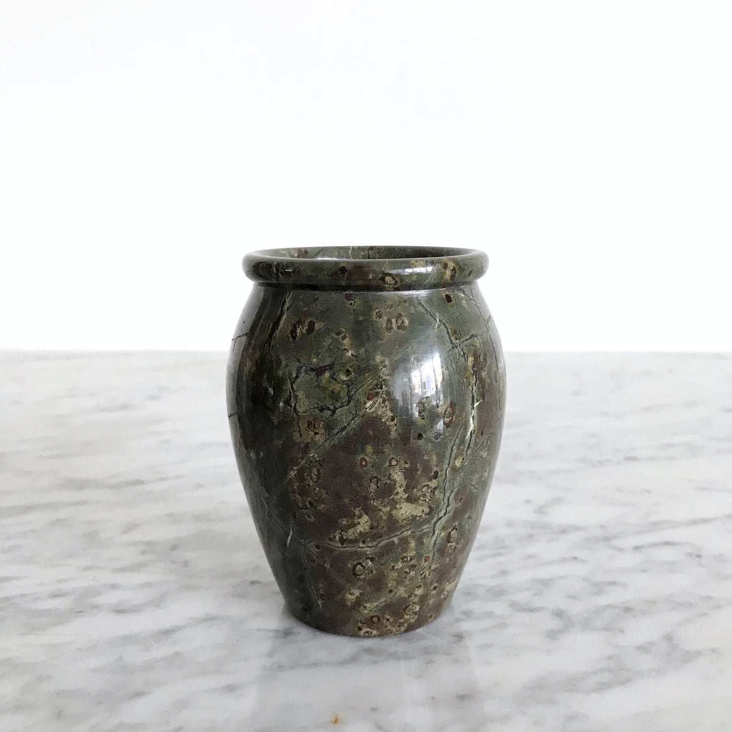 Minimalist Green Fossil Stone Vase