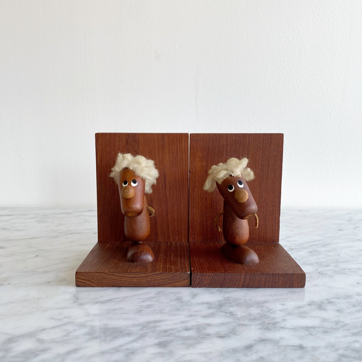 Pair of Vintage Danish Wood Figures Bookends