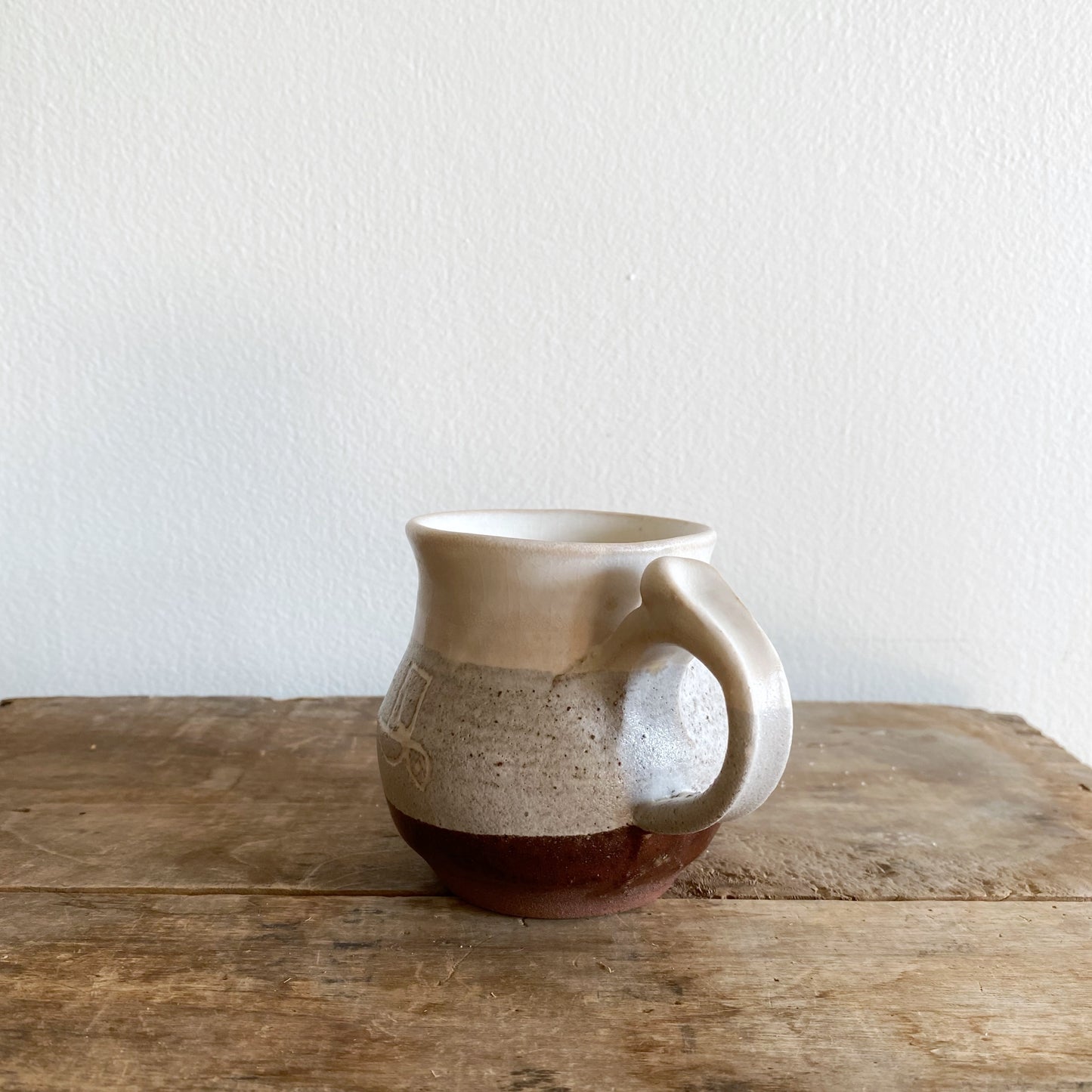 Petite Handcrafted Pottery Mug with Abstract Bird