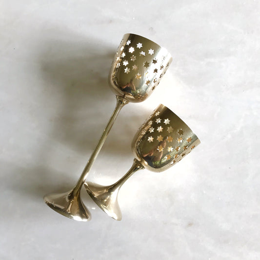 Vintage Starry Brass Candle Lanterns