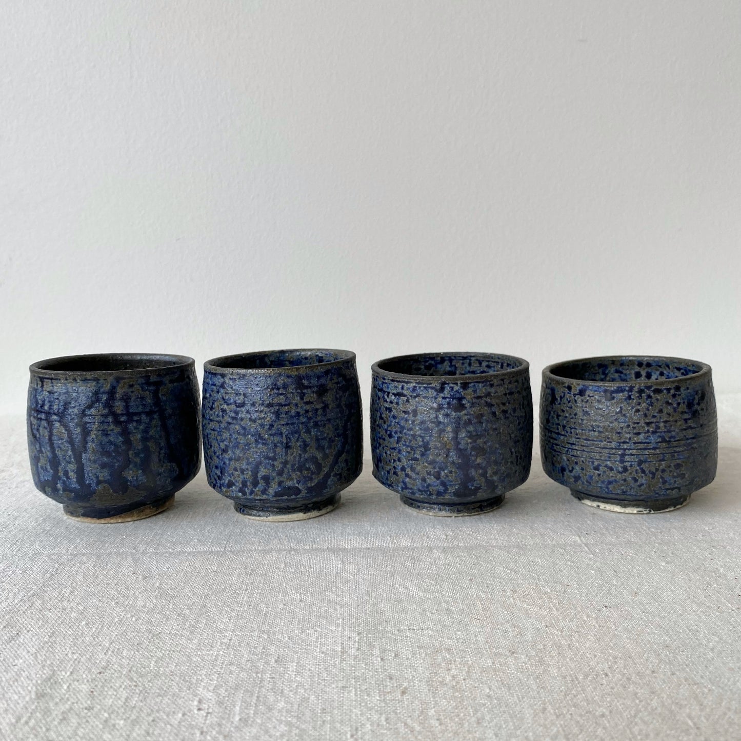 Set of 4 Vintage Pottery Cups, Ink