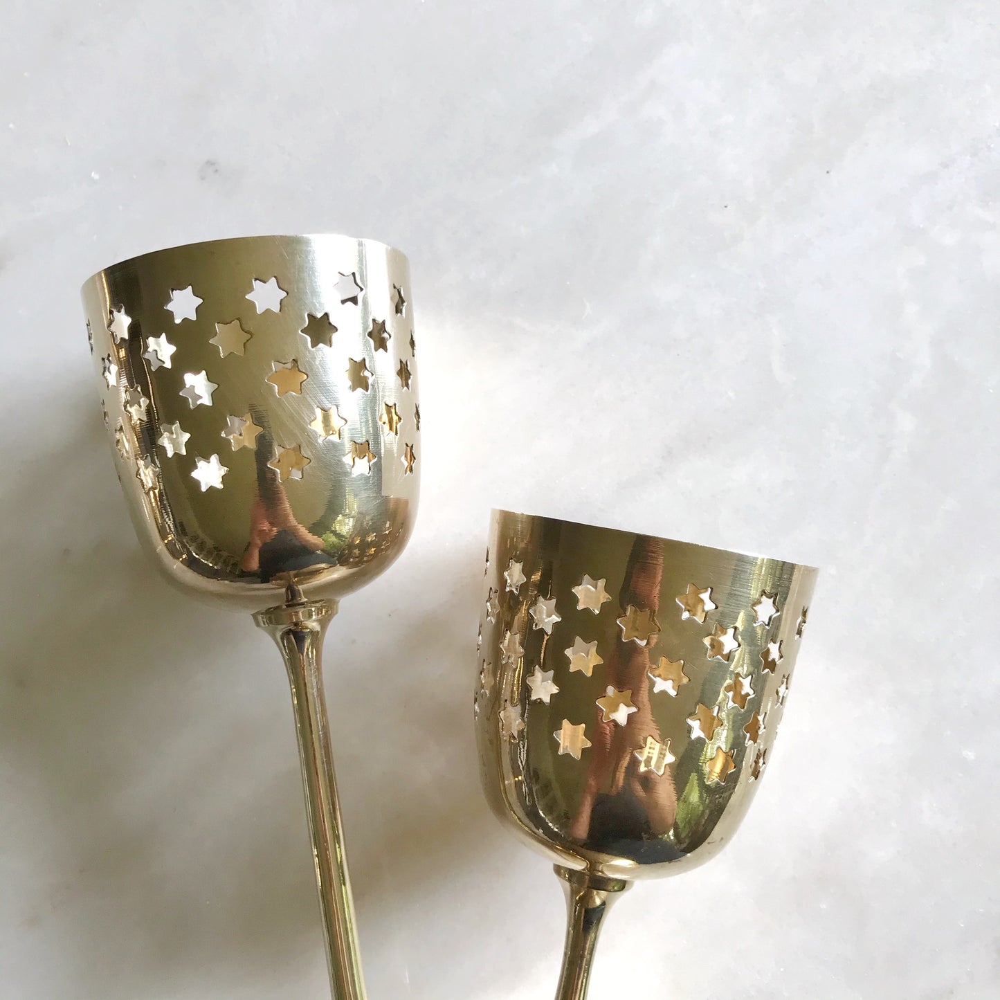 Vintage Starry Brass Candle Lanterns