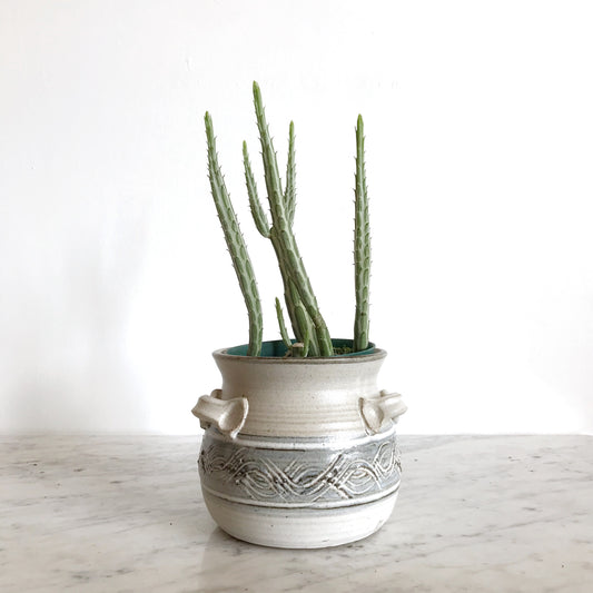 Vintage Pottery Vessel with Waves