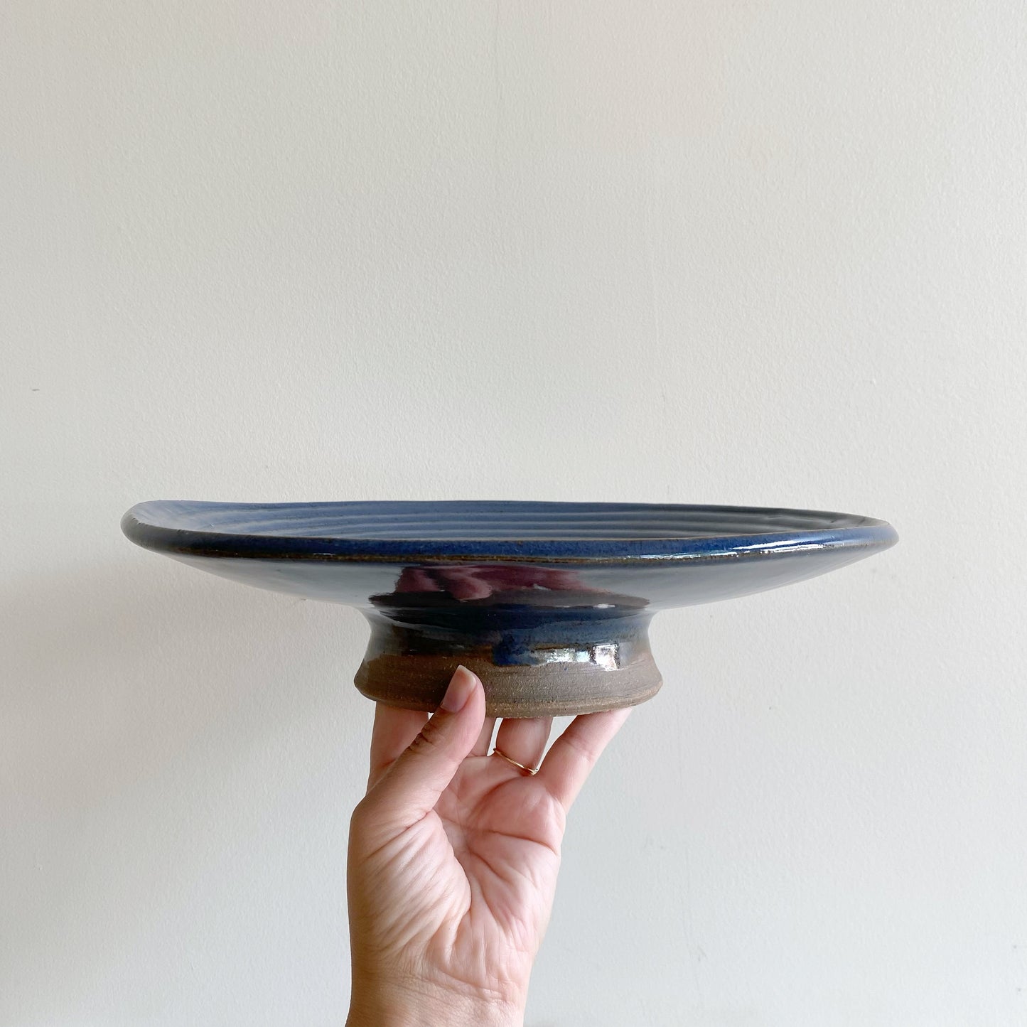 Large Blue Stoneware Platter, 12”