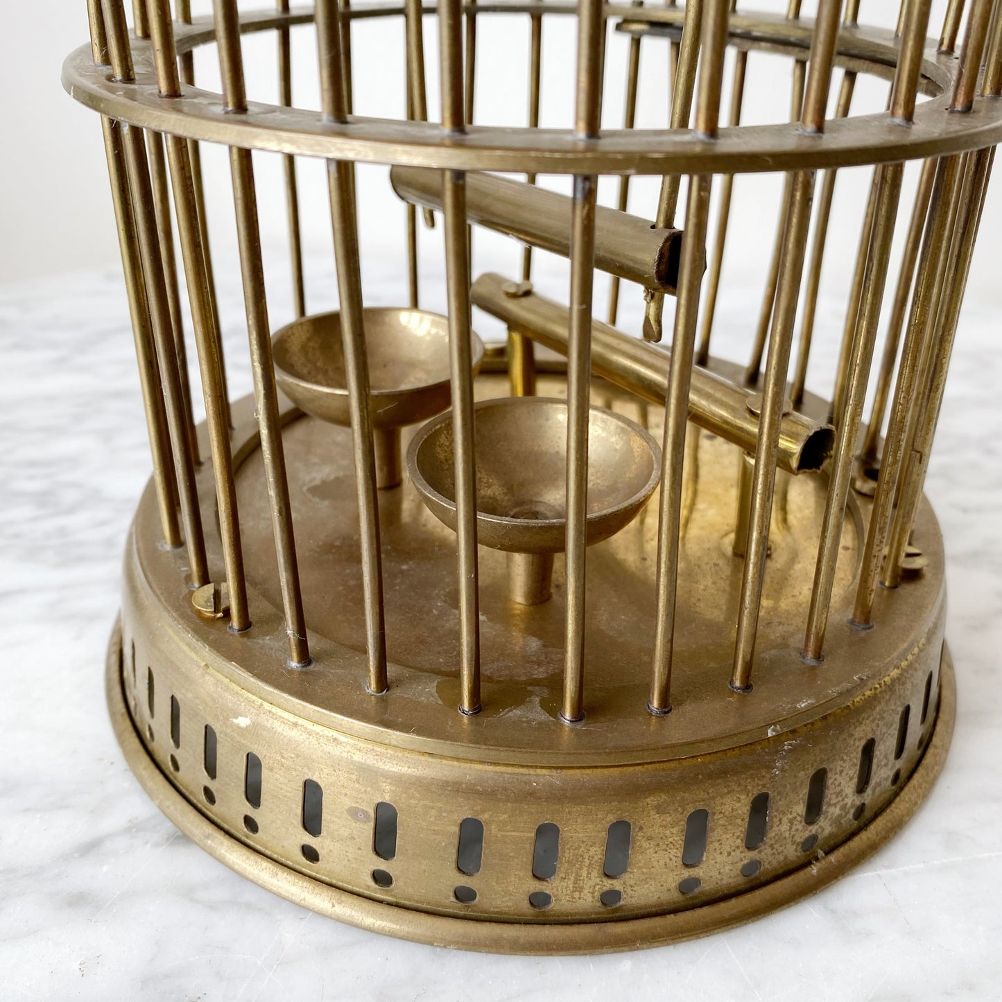 Vintage Mid-Century Brass Bird Cage, 9.25”