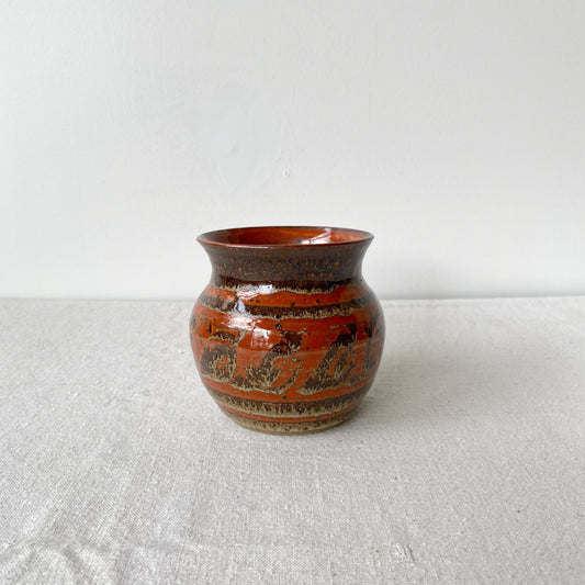 Vintage Rust + Brown Pottery Vase