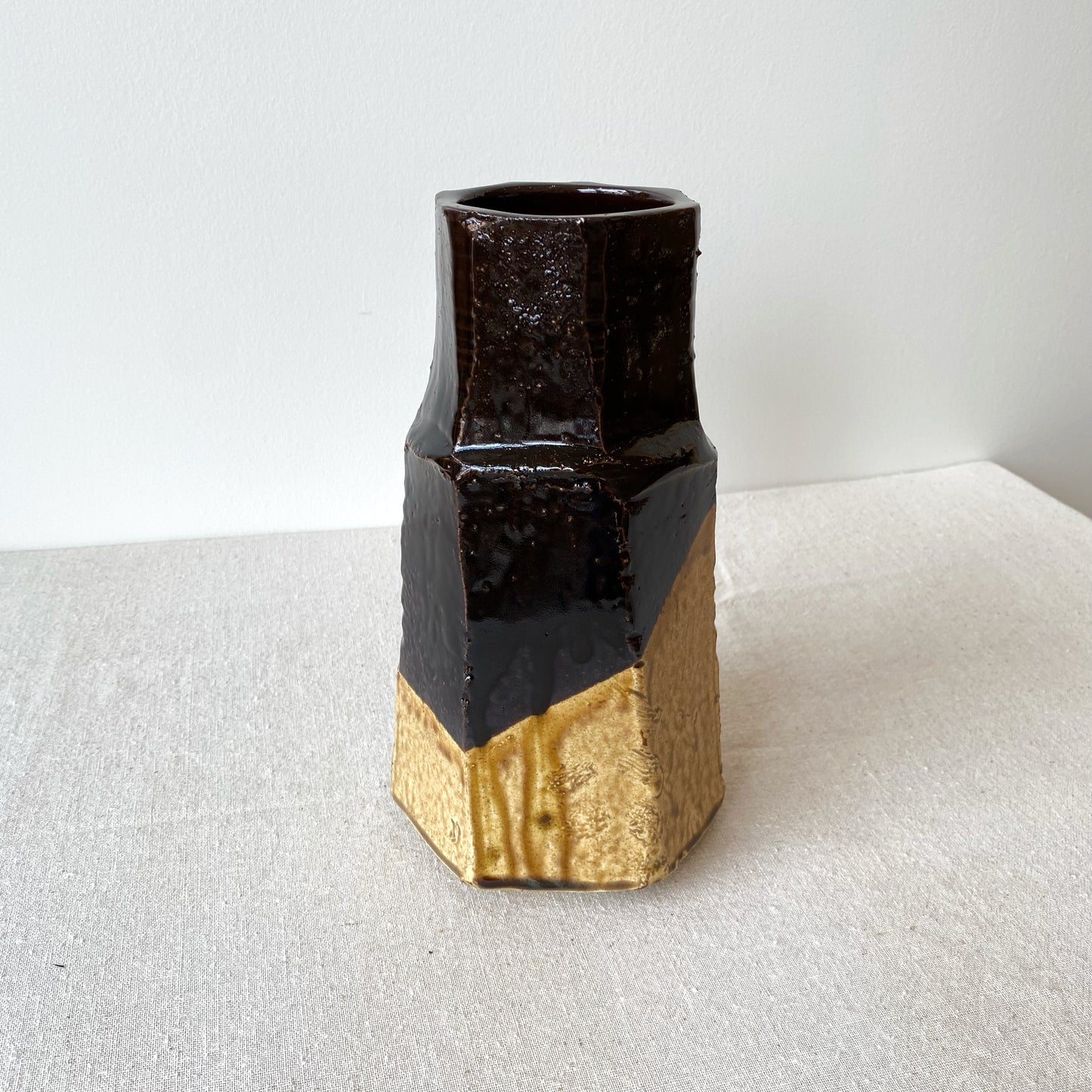 Vintage Brutalist Angular Studio Pottery Vase