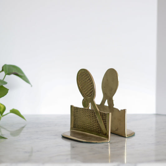 Pair of Vintage Brass Tennis Racquet Bookends