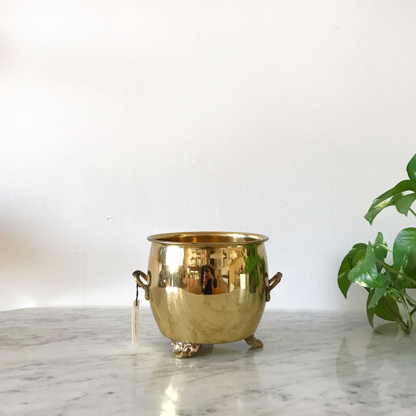 Footed Brass Planter w/ Handles