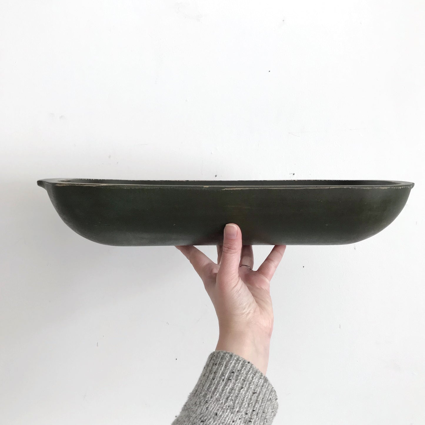 Large Wooden Dough Bowl, Green