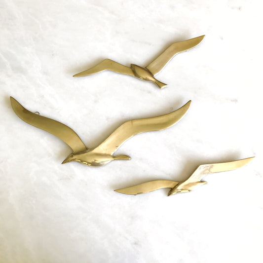 Set of Vintage Brass Birds // Seagulls