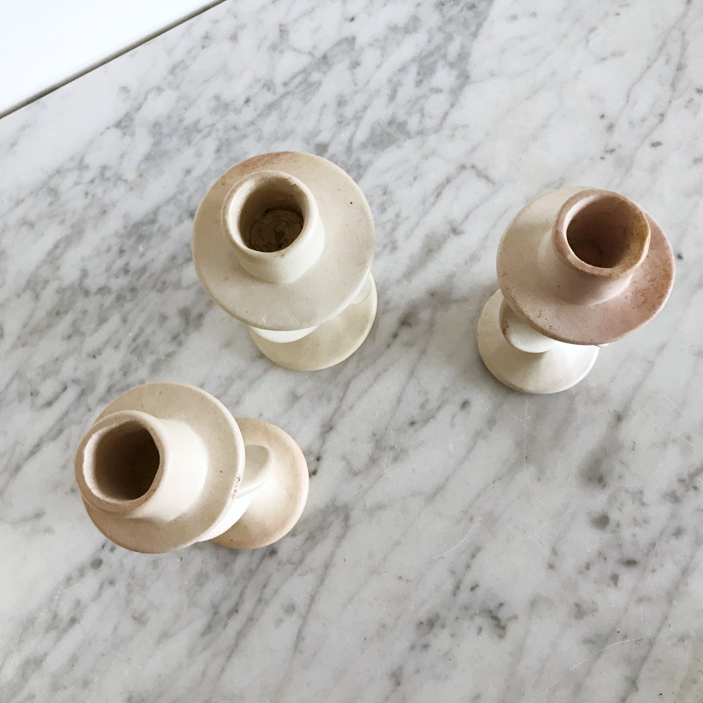 Set of 3 Spiral Soapstone Candle Holders