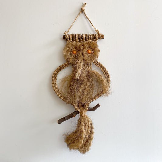 Vintage Brown Macrame Owl