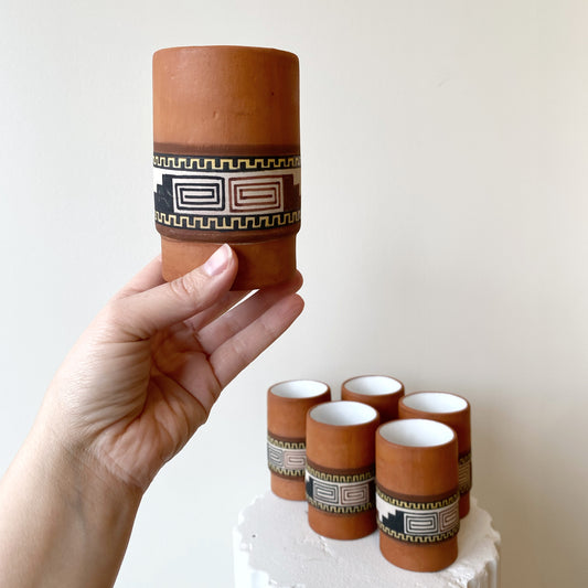 Set of 6 Vintage Peruvian Clay Cups