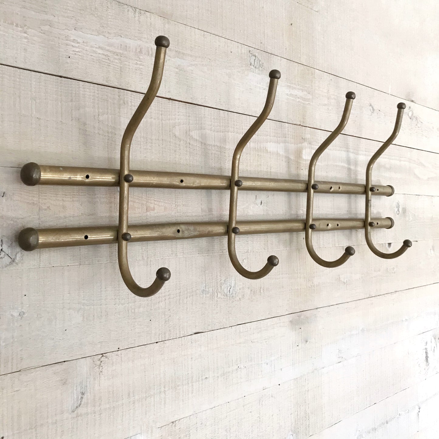 Antique Brass Wall Mounted Coat Rack, 36"